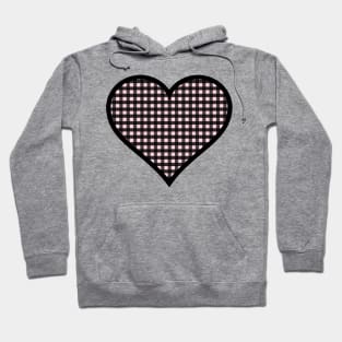 Millennial Pink and Black Gingham Heart Hoodie